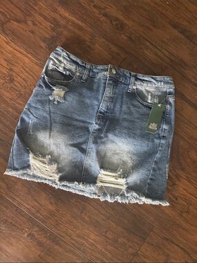 wild fable Distressed Blue Denim Mini Skirt
